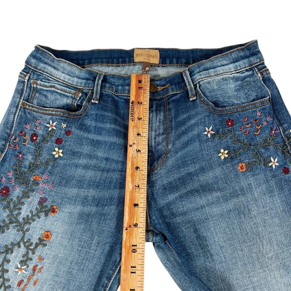 Driftwood Kelly Womens Blue Classic Fit Floral Embroidered Flare Jeans Size 29 - Picture 14 of 16